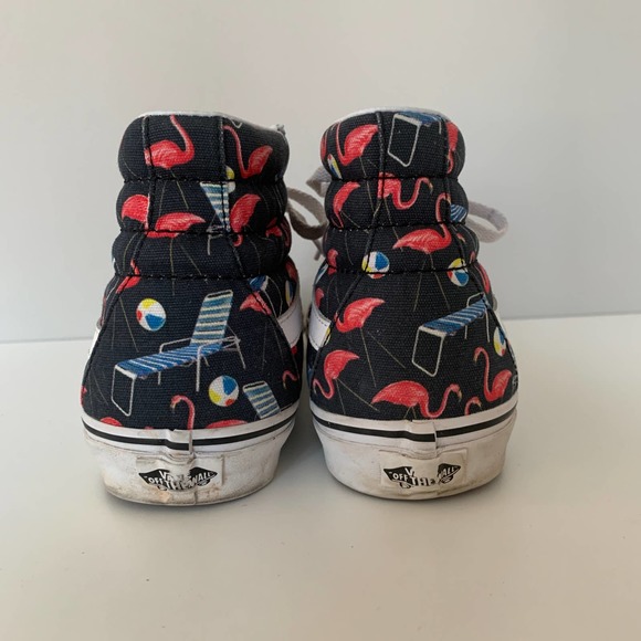 Vans Off The Wall SK8-Hi Reissue Pool Vibes sneakers black with flamingos unisex - Picture 3 of 13
